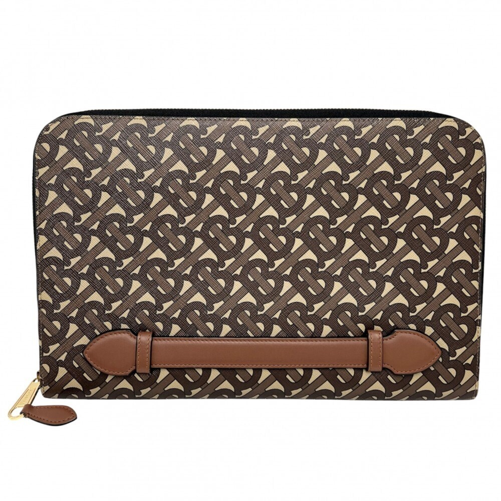 Burberry clutch bag for men, TB logo, all-over print, coated canvas and leath...